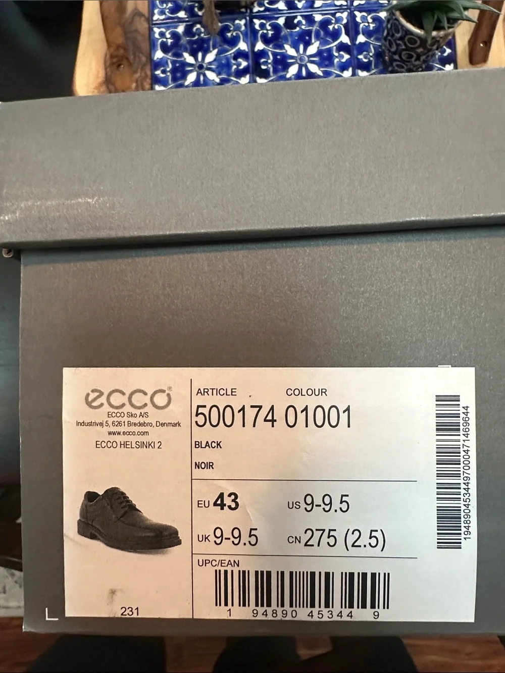 NIB Ecco Helsinki 2 Black Men's Oxford Dress Shoes Size 43 (US 9-9.5)